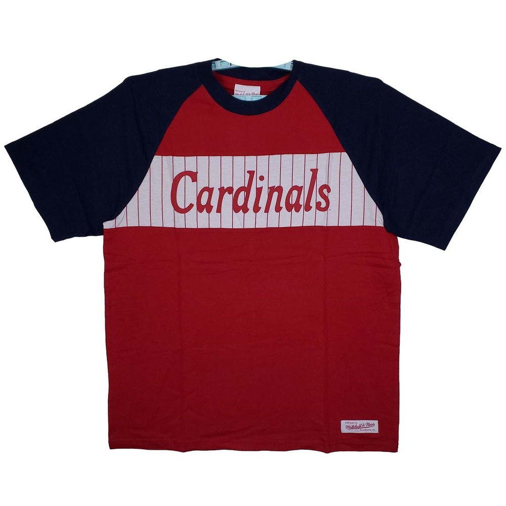 St. Louis‎ Cardinals Mitchell & Ness MLB Large Shirt Red Navy Pinstripe New